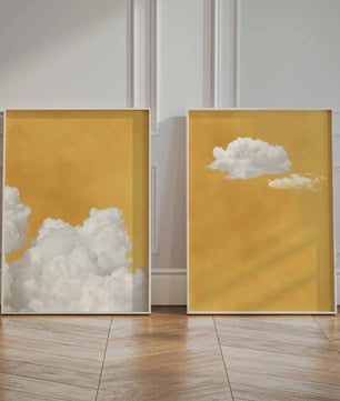 Abstracte Blauwe Wolken Poster - Minimalistische Canvas Muurkunst voor Moderne Woonkamer