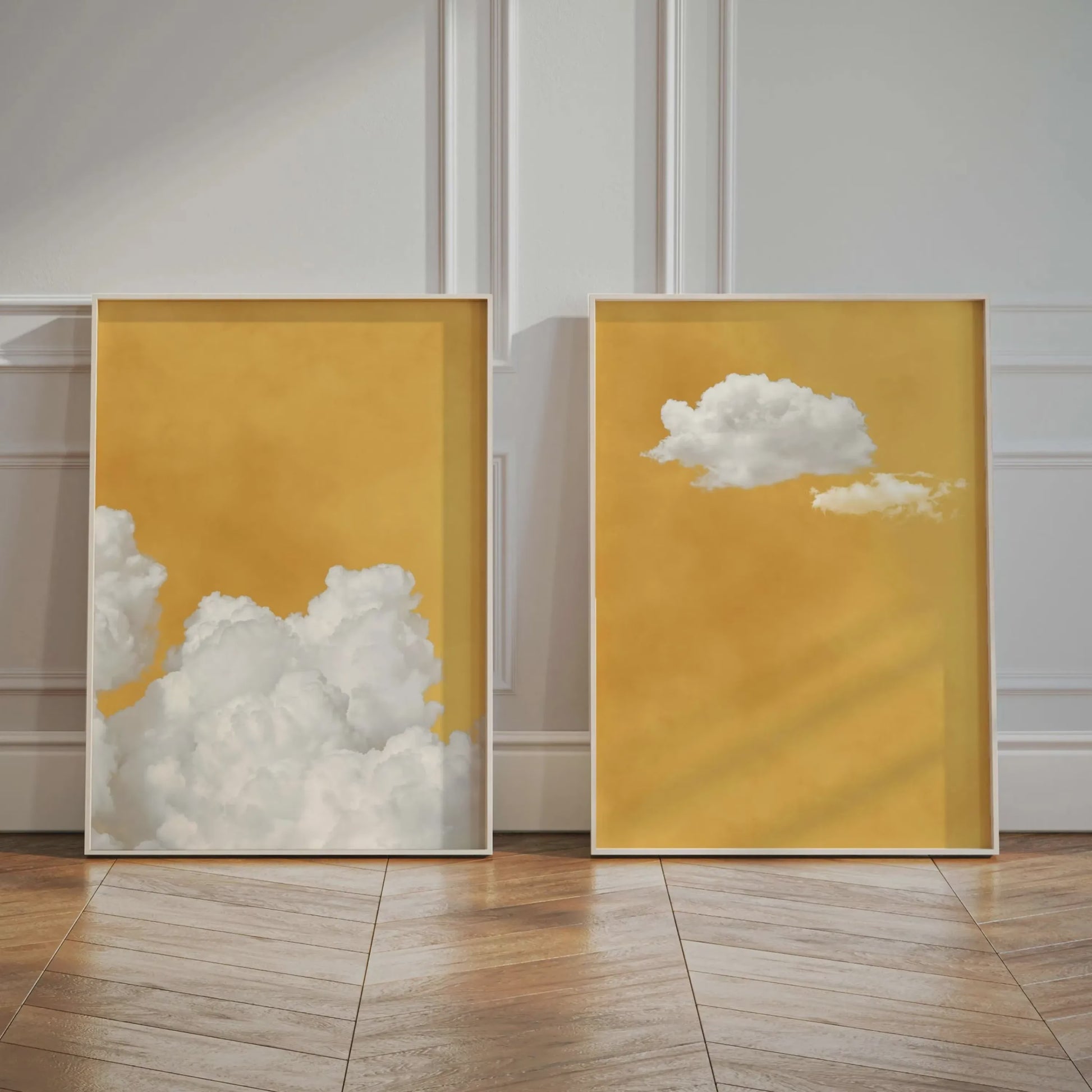 Abstracte Blauwe Wolken Poster - Minimalistische Canvas Muurkunst voor Moderne Woonkamer