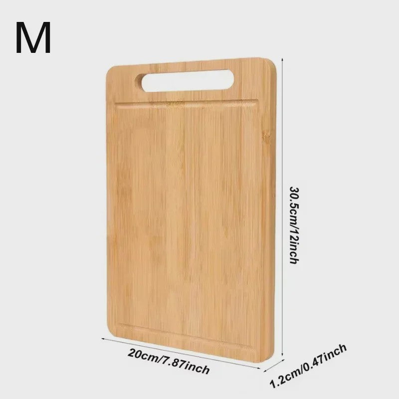 Set van 3 Bamboe Houten Snijplanken met Handvat en Sapgoot - Dubbelzijdig