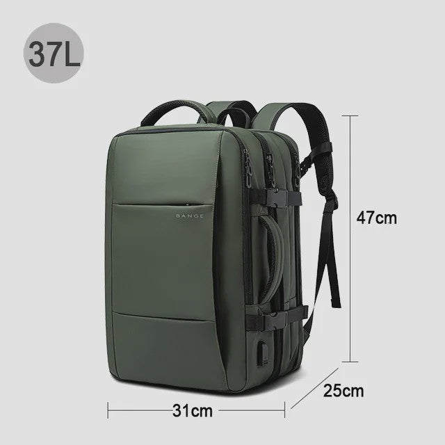 BANGE Heren Rugzak - Waterdicht, Uitbreidbaar, 17.3" Laptopvak, Grote Capaciteit voor Reizen & Wandelen