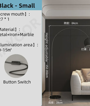 Nordic Luxe Boog Plafondlamp - Verstelbare LED Vloerlamp voor Woonkamer & Bedside