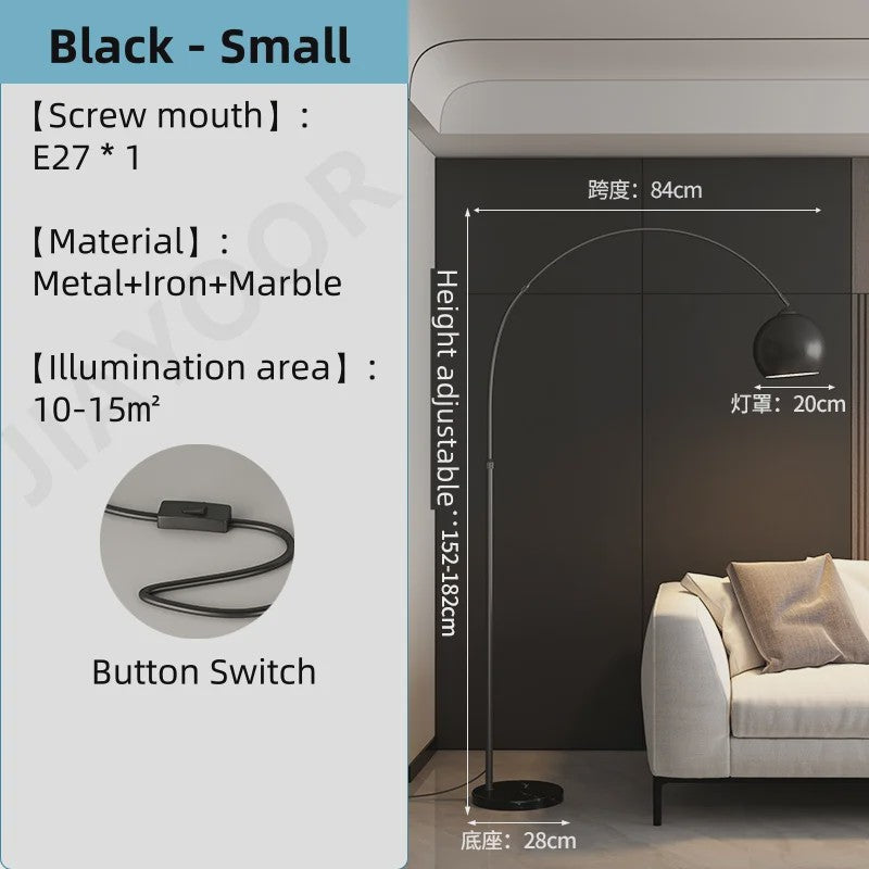 Nordic Luxe Boog Plafondlamp - Verstelbare LED Vloerlamp voor Woonkamer & Bedside