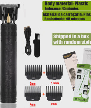 OHS Vintage Oplaadbare T9 Baardtrimmer & Haarsnijmachine - Professionele Draadloze Scheerapparaat voor Mannen