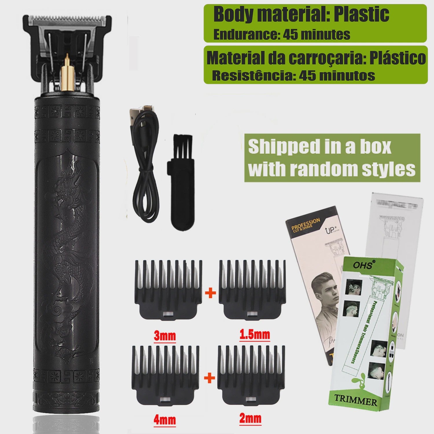 OHS Vintage Oplaadbare T9 Baardtrimmer & Haarsnijmachine - Professionele Draadloze Scheerapparaat voor Mannen
