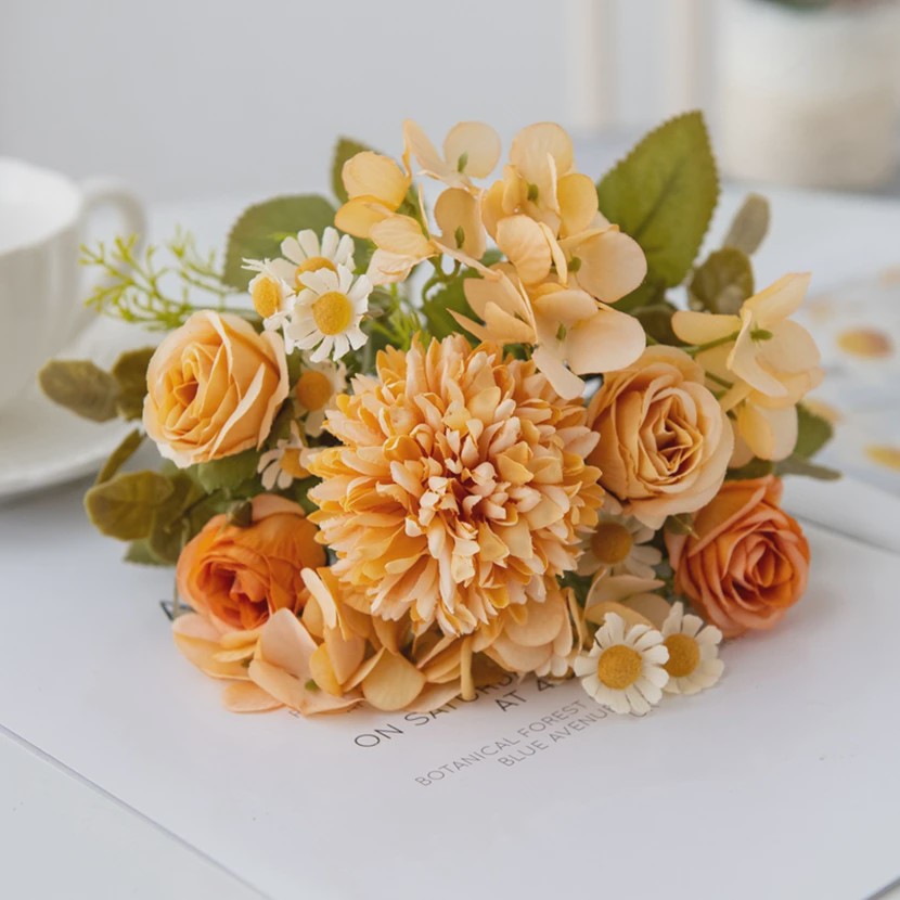 Kunstboeket Bloemcombinatie - Decoratie voor Huis, Bruiloft & Fotografie