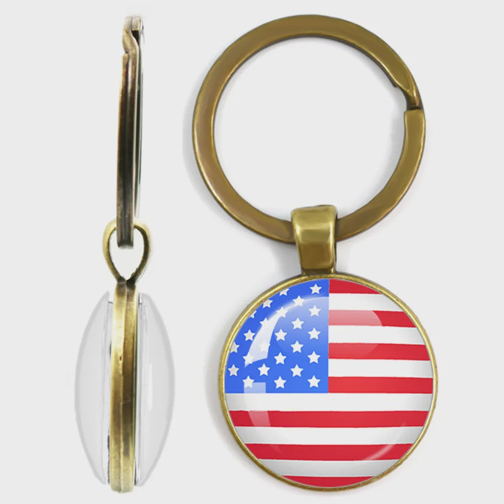 Soviet Union,Brazil,Canada,Netherlands,Israel,Syria,Venezuela,United States,Spain National Flag Series Double-Sided Keychain