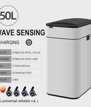 Slimme Vuilnisbak met Sensor - RVS - 20-60L - Automatisch Openen & Sluiten
