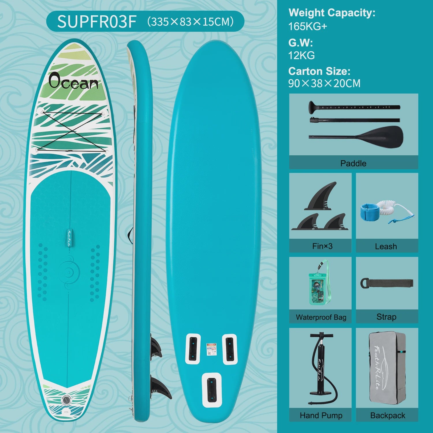 Opblaasbaar SUP Board 320-350cm met Complete Accessoireset - Ideaal voor Volwassenen