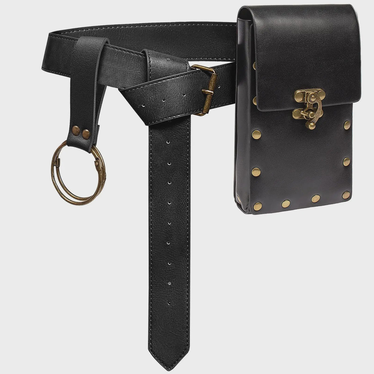 Middeleeuwse Cosplay Lederen Riem met Tas en Decoratieve Sleutels - Renaissance & Halloween Accessoire