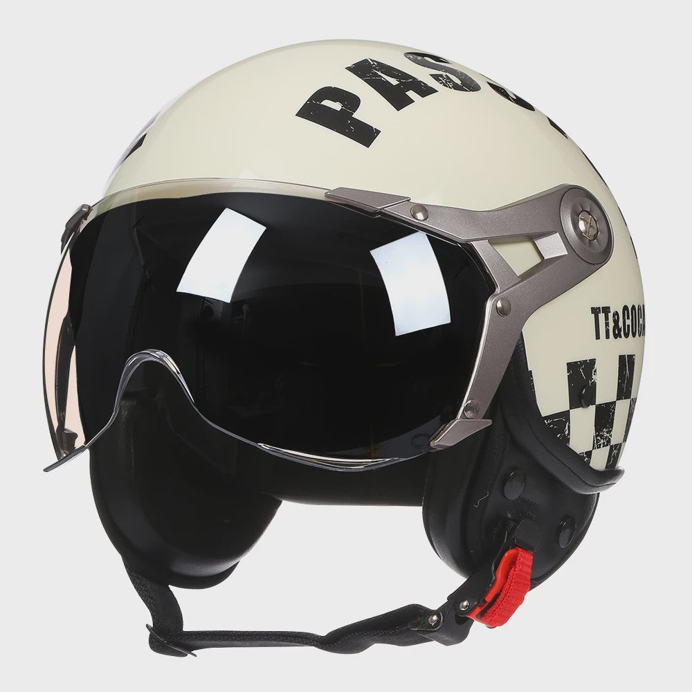 Retro Open Face Motorhelm 3/4 Vintage Chopper Scooter Helm - DOT Goedgekeurd