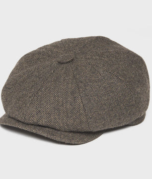 Stijlvolle Heren Herringbone Tweed Flat Cap - Britse Retro Newsboy Pet
