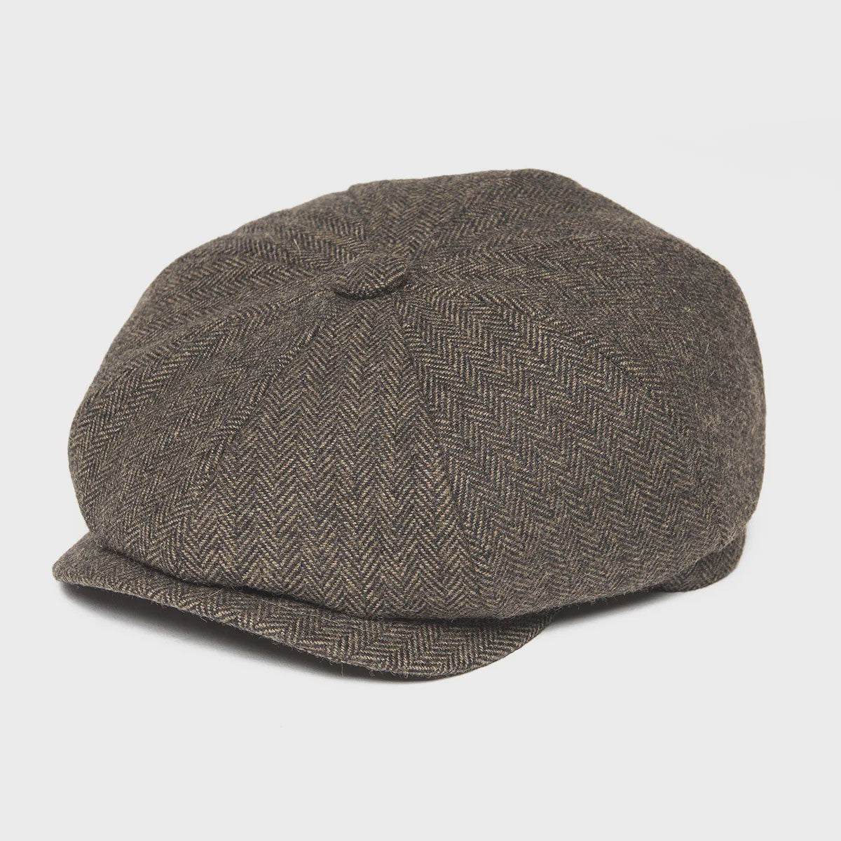 Stijlvolle Heren Herringbone Tweed Flat Cap - Britse Retro Newsboy Pet