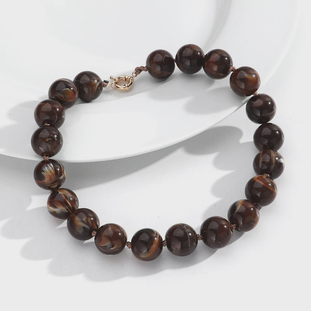 Trendy Multicolor Statement Ketting met Grote Ronde Kralen - Handgemaakt