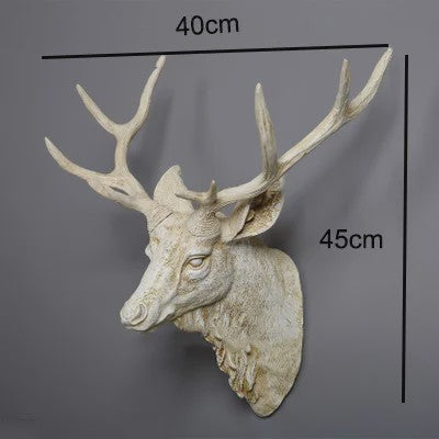 Decoratieve Hertenkop Wanddecoratie - 17 Inch, Handgemaakt Hars Kunst