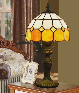 Stijlvolle Tiffany Tafellamp met Glas-in-Lood - Sfeervolle Leeslamp voor Woonkamer, Slaapkamer of Kantoor