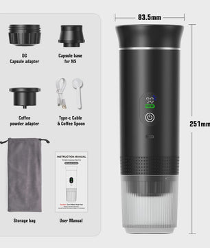 Draagbare Elektrische Espressomachine - 3-in-1 Koffiezetter voor Auto, Thuis & Camping