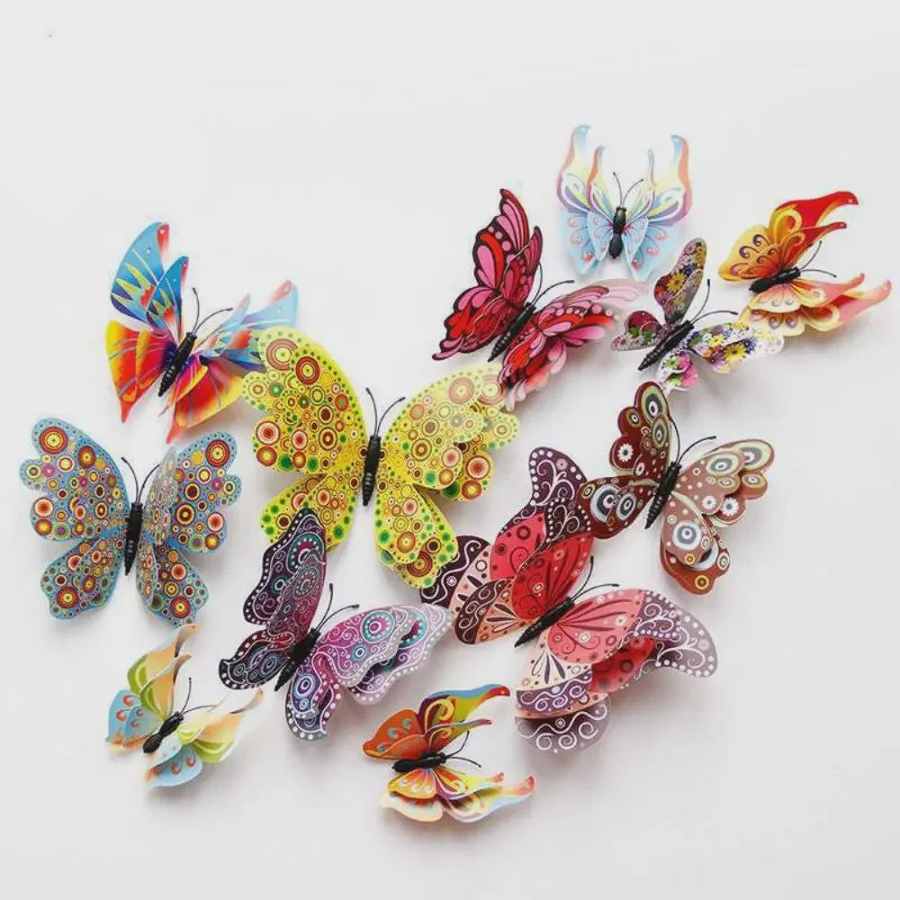 12x 3D Vlinder Stickers - Kleurrijke Decoratie voor Huis, Bruiloft & Kantoor