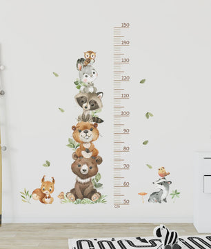 Vrolijke Groeimeter Muursticker met Safari Dieren - Perfect voor de Kinderkamer