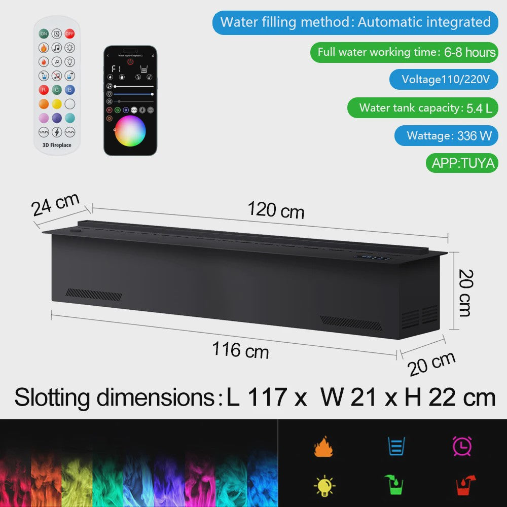 Elektrische Sfeervuur met Waterdamp en LED Vlammen - Smart Home Decoratie