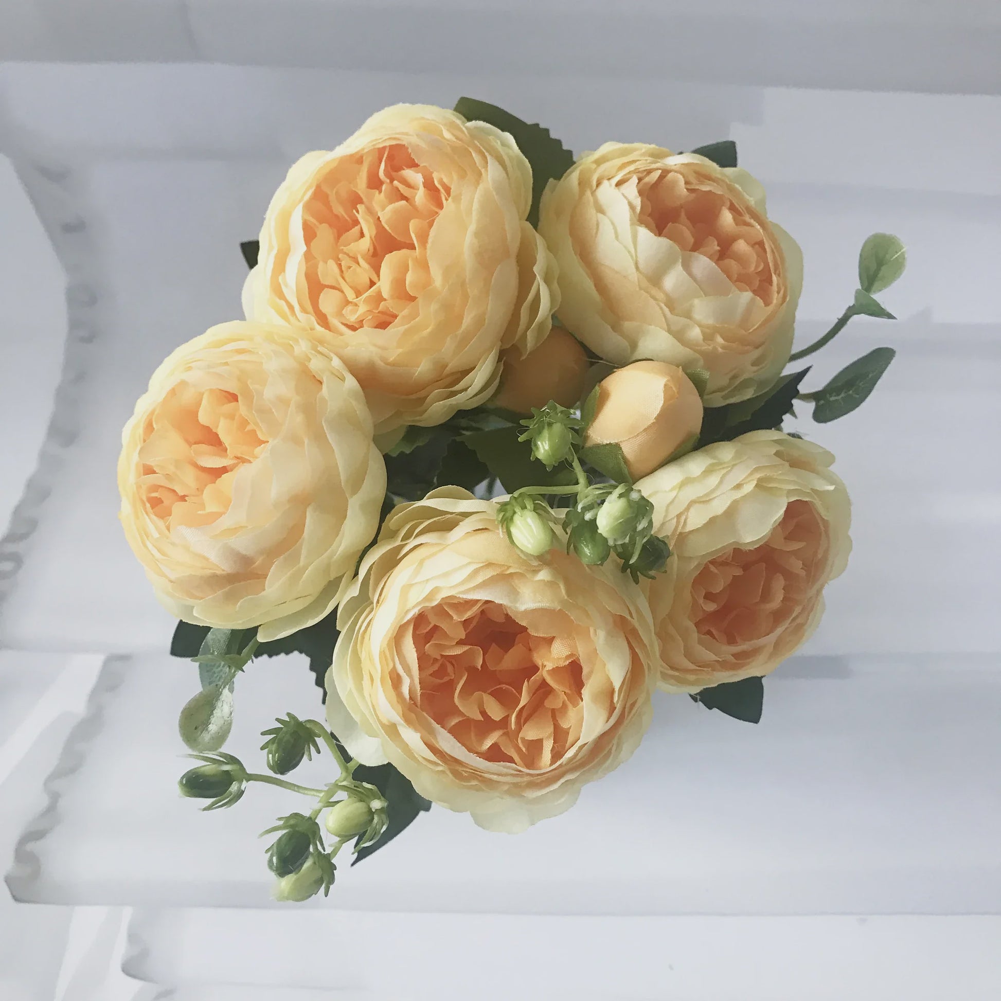 Roze Zijden Pioen Kunstboeket 30cm - 5 Grote Bloemen & 4 Knopen voor Decoratie