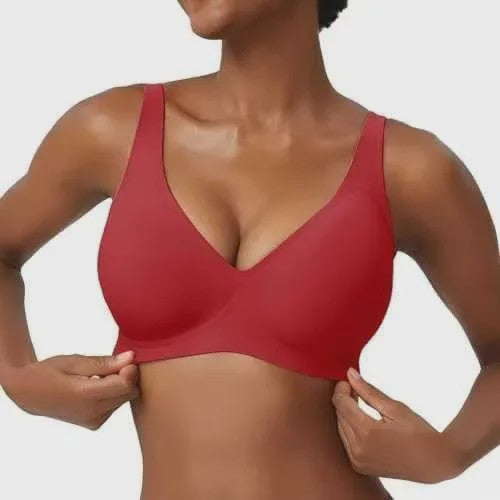 Seamless Beugelvrije BH met Luipaardprint - Diepe V-hals & Push-up Effect