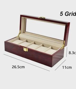 Luxe Houten Horlogedoos met Glas - Diverse Slots & Stijlvolle Opbergoplossing