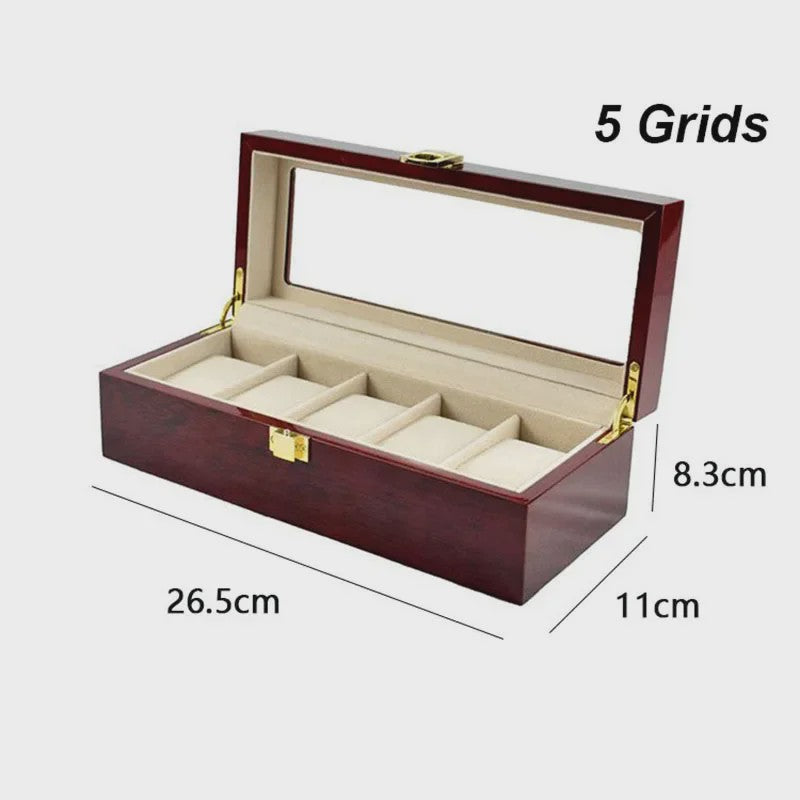 Luxe Houten Horlogedoos met Glas - Diverse Slots & Stijlvolle Opbergoplossing