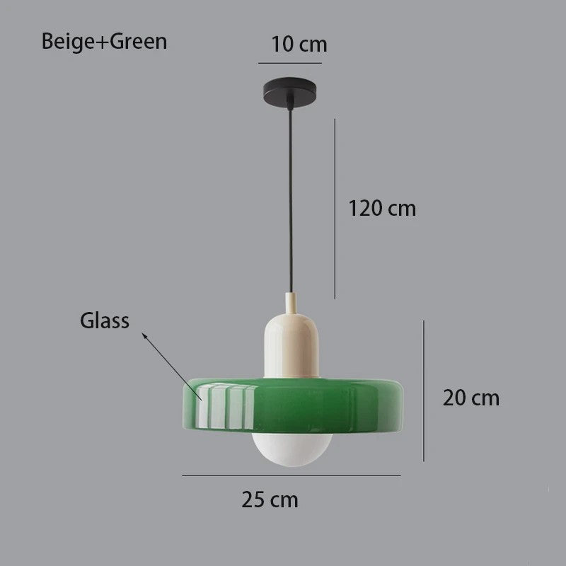 Nordic Bauhaus Hanglamp - Retro Glas & Kleurrijke Kap voor Woonkamer, Eetkamer, Bar