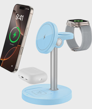 3-in-1 Magnetische Draadloze Oplader Stand voor iPhone, Apple Watch & AirPods - 15W Fast Charge