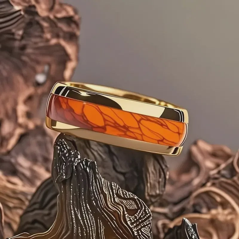 Luxe Groene Kristalstenen Ringen voor Mannen - 8mm Roestvrij Staal Trouwband