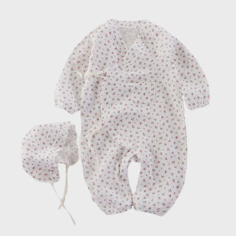 Mousseline Katoen Romper met Lange Mouwen voor Baby's (0-24M) - Unisex Jumpsuit voor Jongens & Meisjes