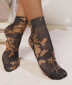 Leopard Print Korte Sokken - Zomerse Enkel Sokken met Bloemenpatroon