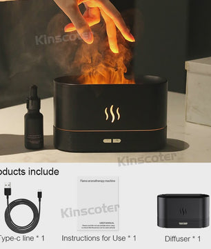 Vlam Effect Aroma Diffuser & Luchtbevochtiger met 7 Kleuren LED - USB