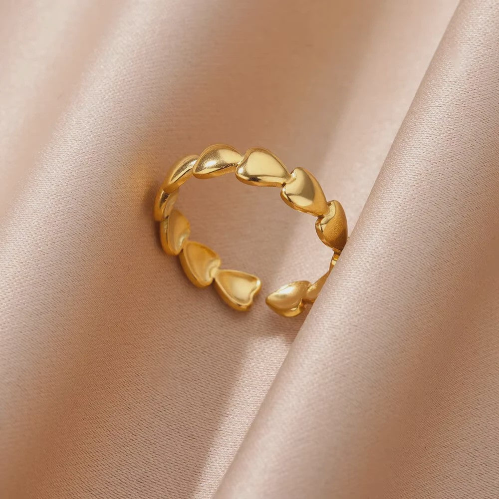 Luxe Gouden Ringen Set: Zirkonia & Boze Oog Design - Verstelbaar & Trendy