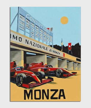 Retro F1 Formule 1 Raceauto Posters - Neon City Canvas Muurkunst