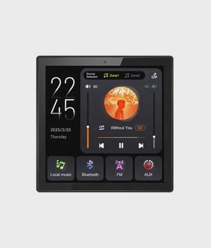 Slimme 2-Zone Wandversterker met Touchscreen: Bluetooth, AUX, TF & FM voor Thuisbioscoop