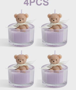 Luxe Geurkaars Teddybeer in Glazen Pot met Lint - Pastel Cadeau voor Vrouwen, Bruiloft & Feestdagen