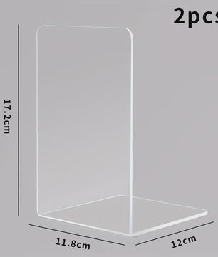 Set van 2, 4 of 8 Transparante Acryl Boekensteunen - L-vormig Bureau Opbergrek