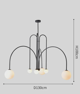 Nordic Minimalistische Plafondlamp Chandelier - Goud, Zwart, Rood - Sfeervolle Verlichting voor Woonkamer, Restaurant, Café