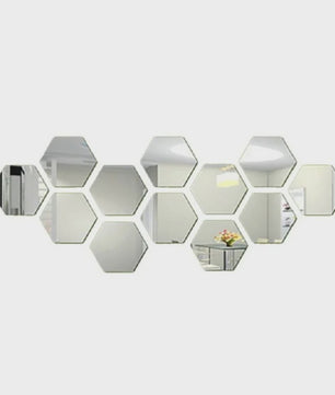 Zeskant Spiegel Muurstickers Set - 3D Decoratie voor Woonkamer, Slaapkamer & Badkamer (Rose Gold)