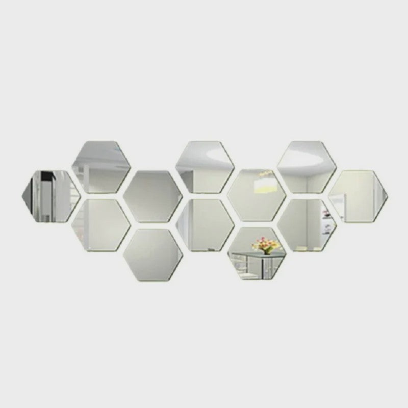 Zeskant Spiegel Muurstickers Set - 3D Decoratie voor Woonkamer, Slaapkamer & Badkamer (Rose Gold)