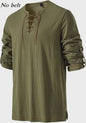 Heren Middeleeuwse Tuniek met Vetersluiting - Renaissance, Viking & Piraat Kostuum Shirt