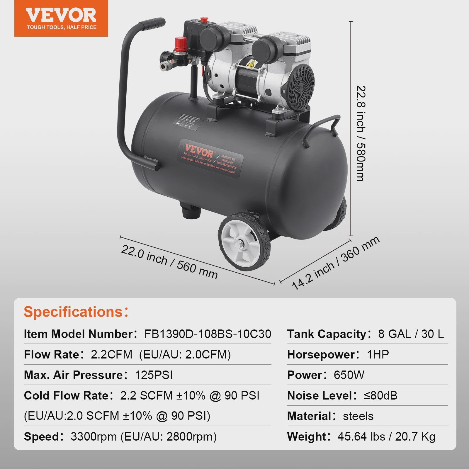 Krachtige Olievrije Aircompressor - 750W tot 3000W - Stille & Draagbare Compressor