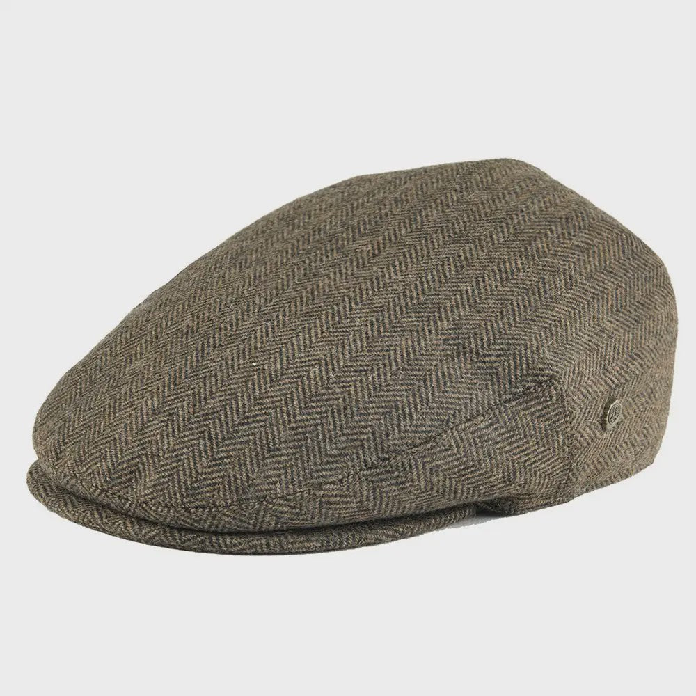 Stijlvolle Heren & Dames Tweed Flat Cap - Ierse Pet in Visgraatpatroon