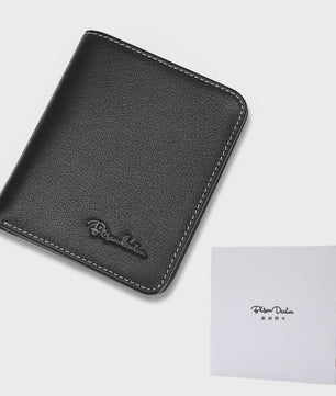Bison Denim Heren Portemonnee - Echt Leer, Zwart, Mini Model N4429