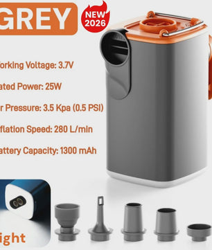 Draagbare Mini Luchtpomp - USB Oplaadbaar, 3-in-1 Pomp & Zuiger