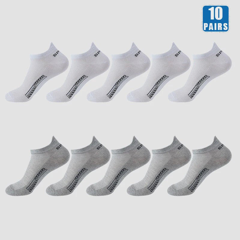 5/10 Paar Katoenen Sneakersokken Heren & Dames - Ademend Mesh & Comfortabel
