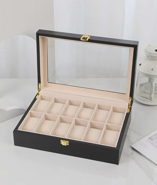 Luxe Houten Horlogedoos met 6, 10 of 12 Vakken - Handgemaakt Sieraden Opbergdoos Display