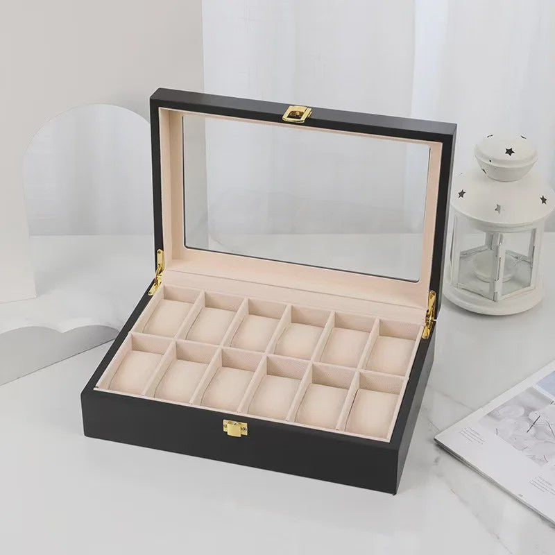 Luxe Houten Horlogedoos met 6, 10 of 12 Vakken - Handgemaakt Sieraden Opbergdoos Display