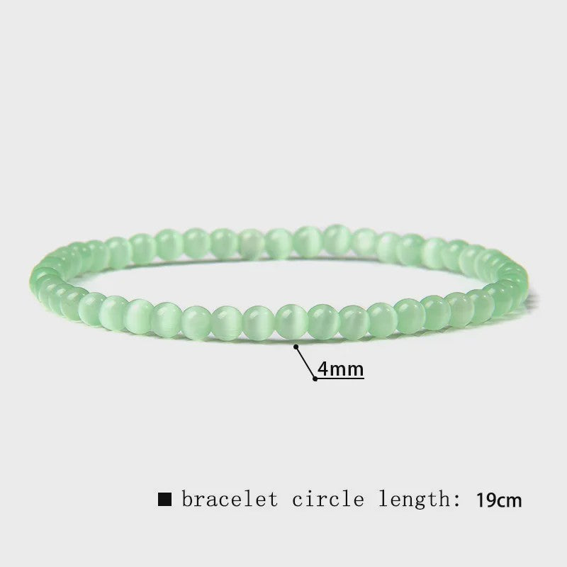 Natuursteen Armband met Kwarts, Kattenoog, Jades & Aquamarijn Kralen - Stretch Bangle voor Dames & Heren